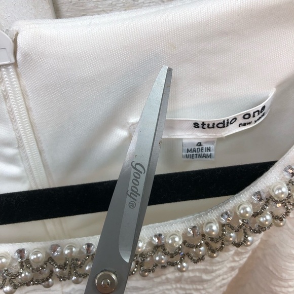 Studio One New York Cocktail Dress Size 4 Women's White Fit Flare Embellished - Picture 9 of 10